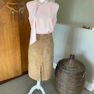 J Crew Nude Suede Pencil Skirt